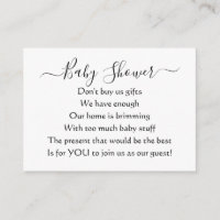 Elegant Simple Baby Shower No Gifts Poem