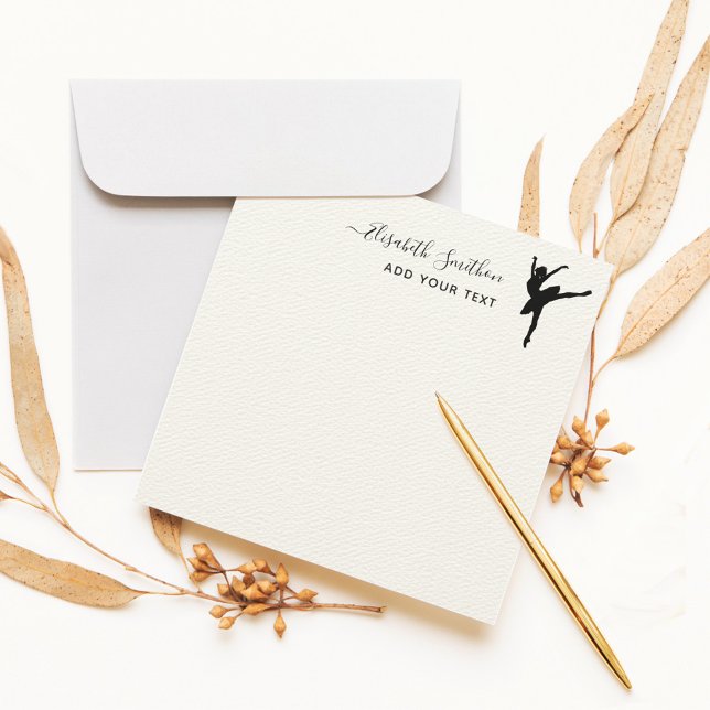   Elegant Simple Ballet Dancer Personal Stationery Card (Creator Uploaded)