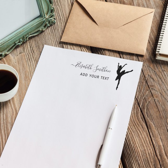   Elegant Simple Ballet Dancer Personal Stationery Custom Letterhead (Creator Uploaded)