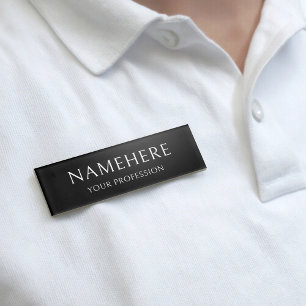 Elegant Simple Basic Minimalist Black Modern Name Tag