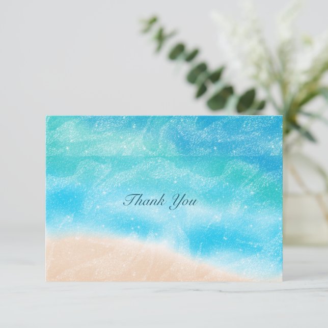 Elegant Simple Beach Wedding Classic Thank You Card (Standing Front)