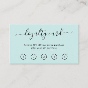 Elegant Simple Beauty Salon Teal Turquoise Loyalty Card