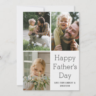 Elegant Simple Best Dad Ever Fathers Day 3 Photo Holiday Card