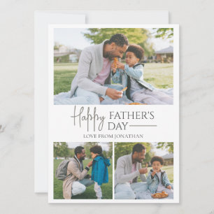 Elegant Simple Best Dad Ever Fathers Day 4 Photo Holiday Card