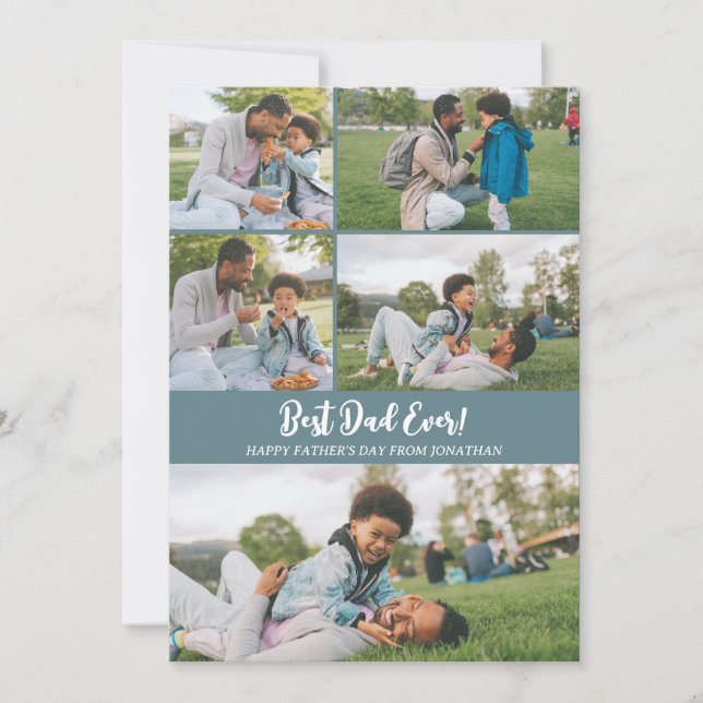 Elegant Simple Best Dad Ever Fathers Day Photo Holiday Card (Front)