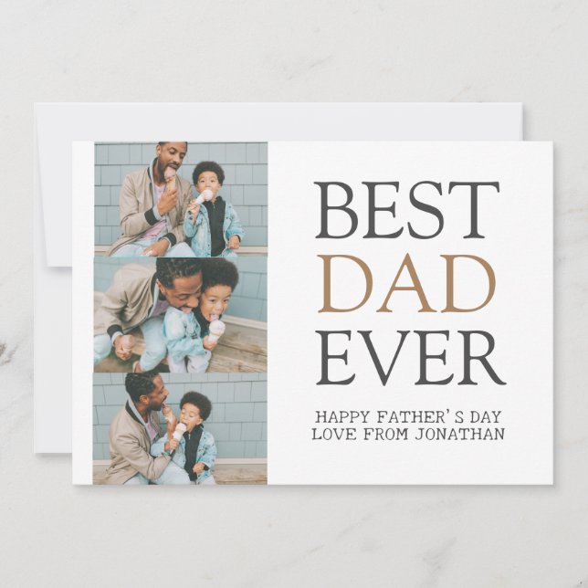 Elegant Simple Best Dad Ever Fathers Day Photo Holiday Card (Front)