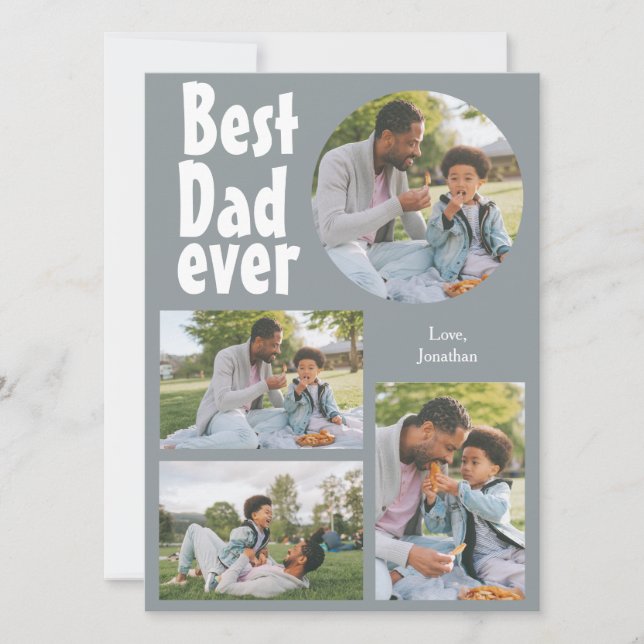 Elegant Simple Best Dad Ever Fathers Day Photo Holiday Card (Front)
