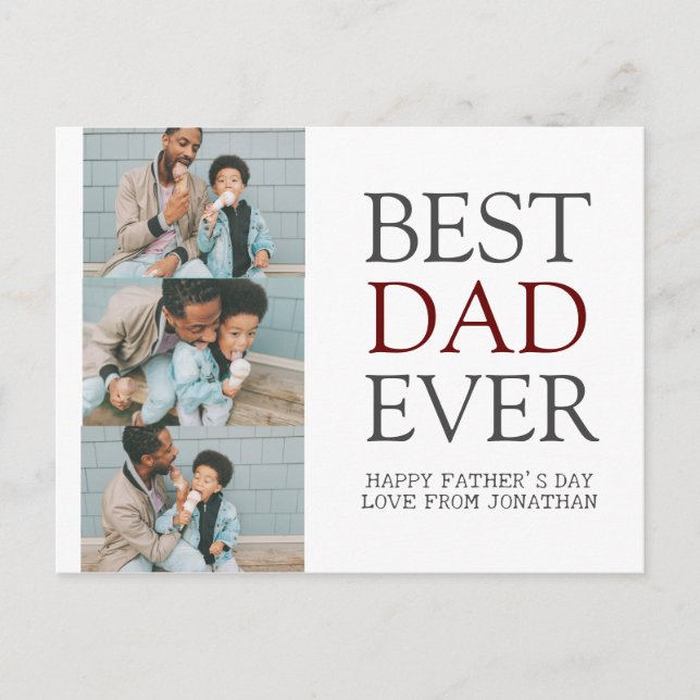 Elegant Simple Best Dad Ever Fathers Day Photo Holiday Postcard (Front)