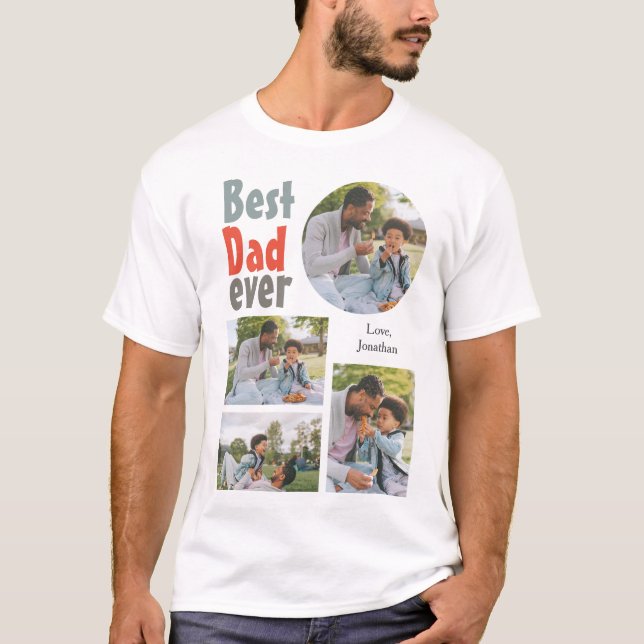 Elegant Simple Best Dad Ever Fathers Day Photo T-Shirt (Front)