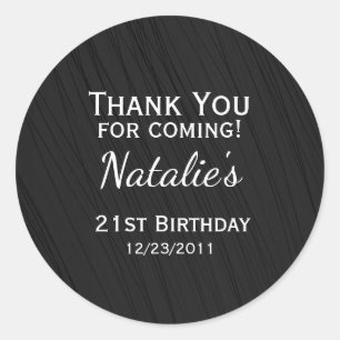 Elegant Simple Black 21st Birthday Classic Round Sticker
