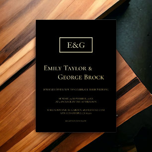 Elegant Simple Black And Gold Monogram Wedding
