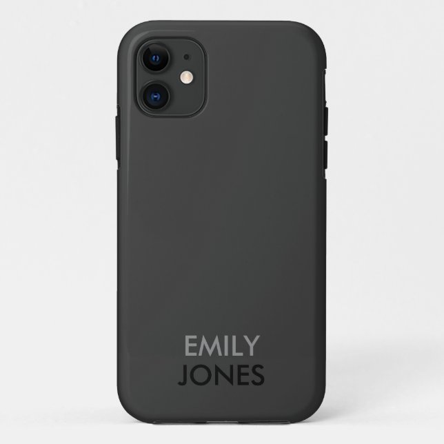 Elegant simple black and grey personalised Case-Mate iPhone case (Back)