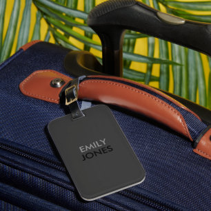 Elegant simple black and grey personalised luggage tag
