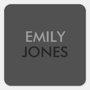 Elegant simple black and grey personalised square sticker
