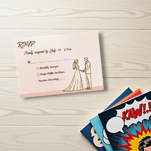 Elegant Simple Black And White Bride Groom Wedding RSVP Card