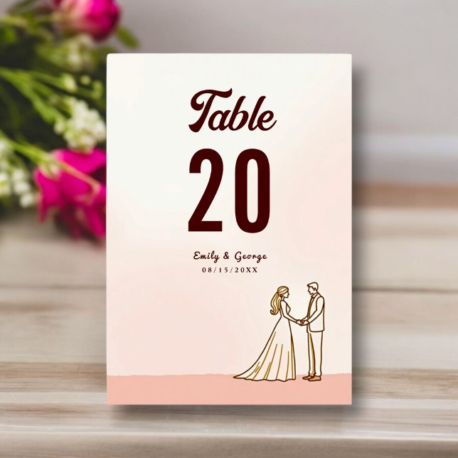Elegant Simple Black And White Bride Groom Wedding Table Number (Creator Uploaded)