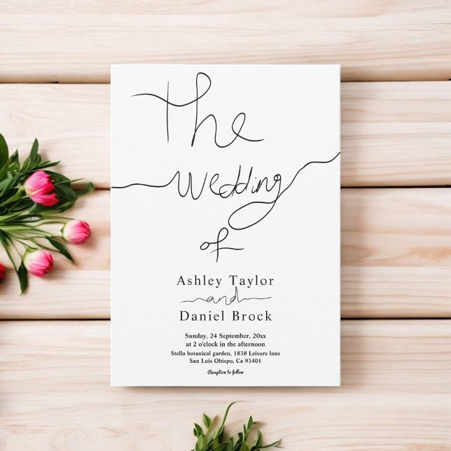 Elegant Simple Black And White Calligraphy Wedding Invitation (Creator Uploaded)