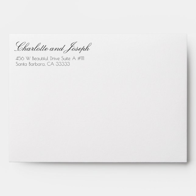 Elegant Simple Black and White Classic Wedding Env Envelope (Front)