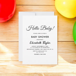 Elegant Simple Black And White Modern Baby Shower Invitation