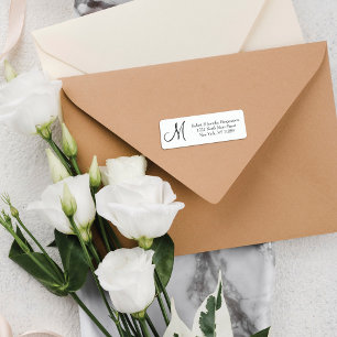 Elegant Simple Black and White Monogram Address