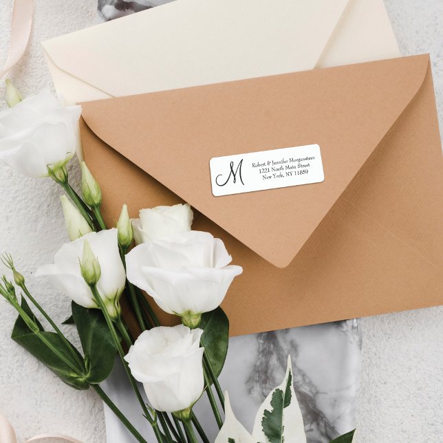 Elegant Simple Black and White Monogram Address (Creator Uploaded)