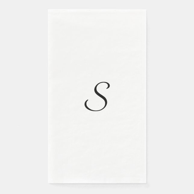 Elegant Simple Black and White Monogram Napkin (Front)