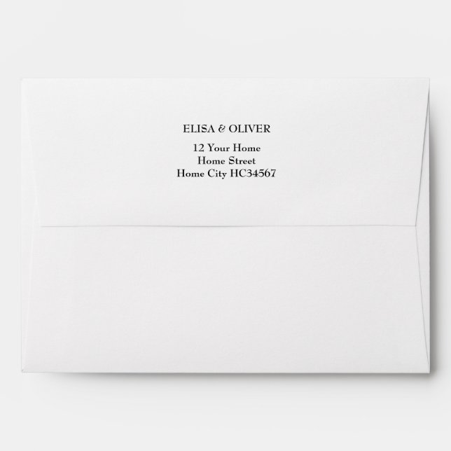 Elegant Simple  Black and White Return Address Envelope (Back (Top Flap))