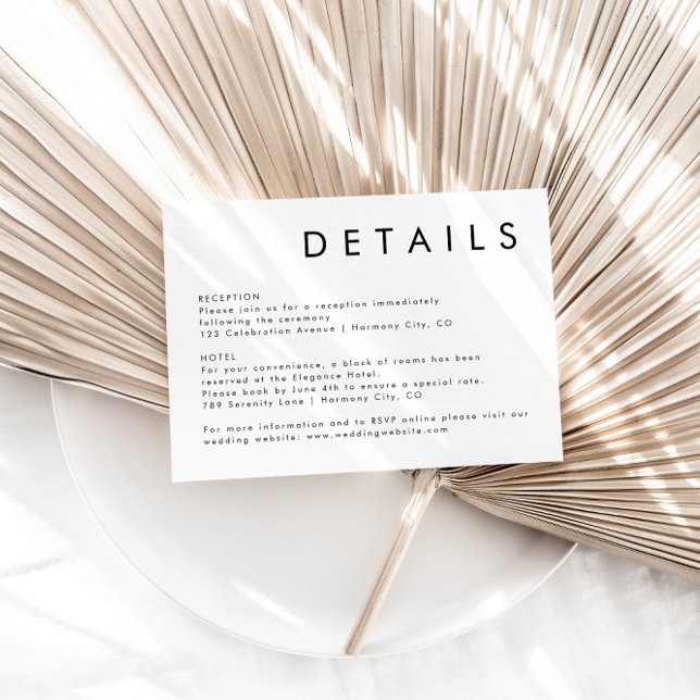 Elegant Simple Black And White Wedding Details Enclosure Card (Creator Uploaded)