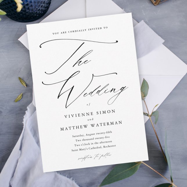Elegant Simple Black and White Wedding Magnetic Invitation (Creator Uploaded)