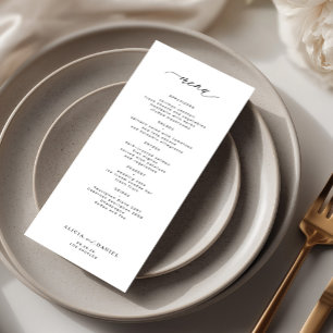 Elegant simple black and white wedding menu