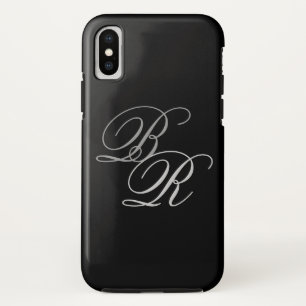 Elegant Simple Black Grey Monogram Initials iPhone X Case