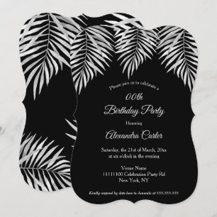 Elegant Simple black grey palms Birthday Party Invitation