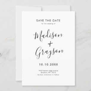 Elegant Simple Black Minimalist Modern Wedding Save The Date