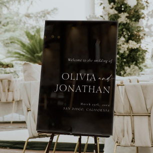 Elegant Simple Black Wedding Welcome  Acrylic Sign