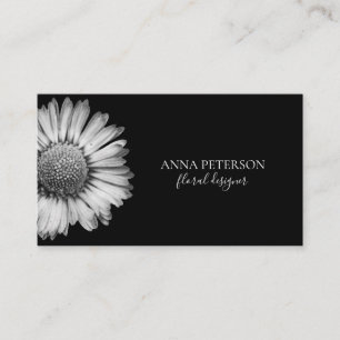 Elegant Simple Black White Daisy Flower Business Card