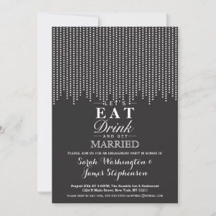 Elegant Simple, Black & White Falling Confetti Invitation