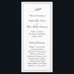 Elegant Simple Black White Formal Monogram Wedding Programme<br><div class="desc">Traditional style Wedding Program featuring a simple design in classic black and white with your monogram at the top along with your wedding details in an elegant script surrounded by a border. The colour may be changed to any colour you wish by clicking the "customise" button. This Wedding Program with...</div>