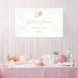 Elegant Simple Black White Gold Bridal Shower Banner