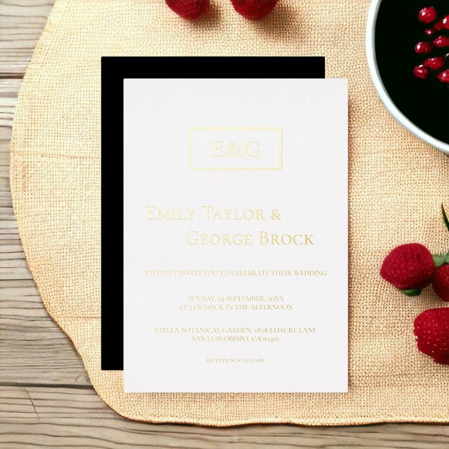 Elegant Simple Black White Gold Monogram Wedding (Creator Uploaded)