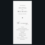 Elegant Simple Black & White Heart Wedding Programme<br><div class="desc">This elegant yet simple tall wedding program features a clean, modern design with romantic calligraphy script. The front beautifully outlines the order of ceremony, while the back highlights the wedding party and includes a heartfelt thank you message. Perfect for couples seeking a refined, timeless touch for their special day, this...</div>