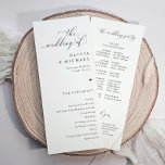 Elegant Simple Black & White Heart Wedding Programme<br><div class="desc">Simple elegant wedding programs: This tall, modern wedding program offers a clean and elegant design with a romantic calligraphy script. The front details the order of the ceremony, while the back features the wedding party and a brief thank you note, adding a personal touch. Its simple yet sophisticated style makes...</div>