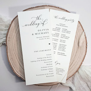 Elegant Simple Black & White Heart Wedding Programme