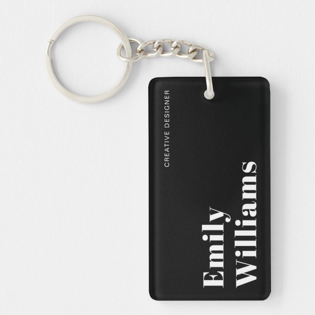 Elegant Simple Black & White Minimal Key Ring (Front)