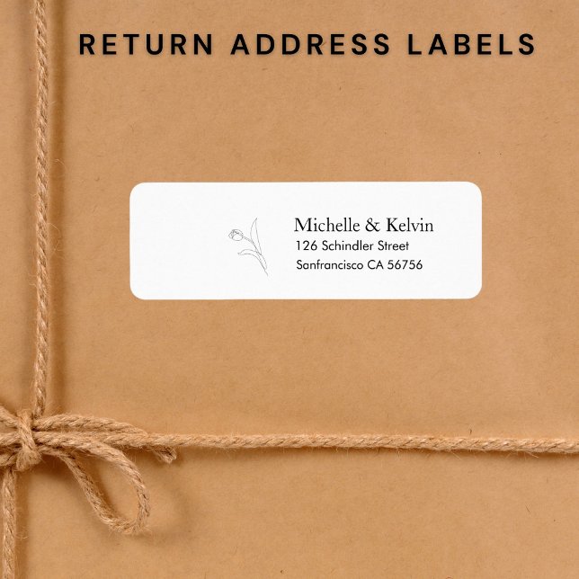  Elegant simple black white return address label (Creator Uploaded)