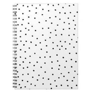 Elegant simple black white watercolor polka dots notebook