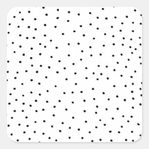 Elegant simple black white watercolor polka dots square sticker