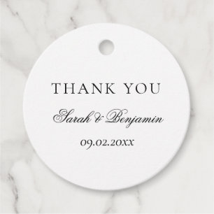 Elegant Simple Black & White Wedding Thank You Favour Tags