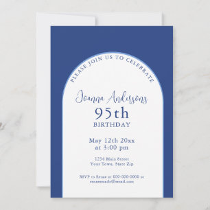 Elegant Simple Blue 95th Birthday Party Invitation