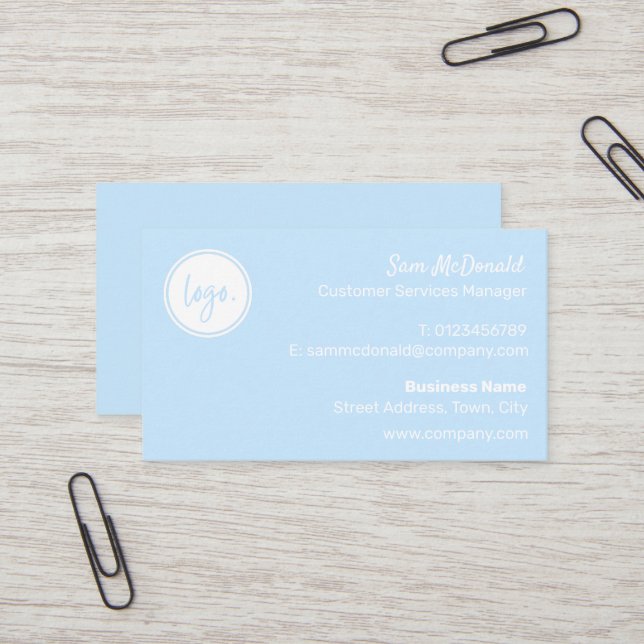 ELEGANT SIMPLE BLUE BUSINESS LOGO COMPANY BRAND CARD (Front/Back In Situ)