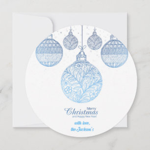 Elegant Simple Blue Christmas balls card